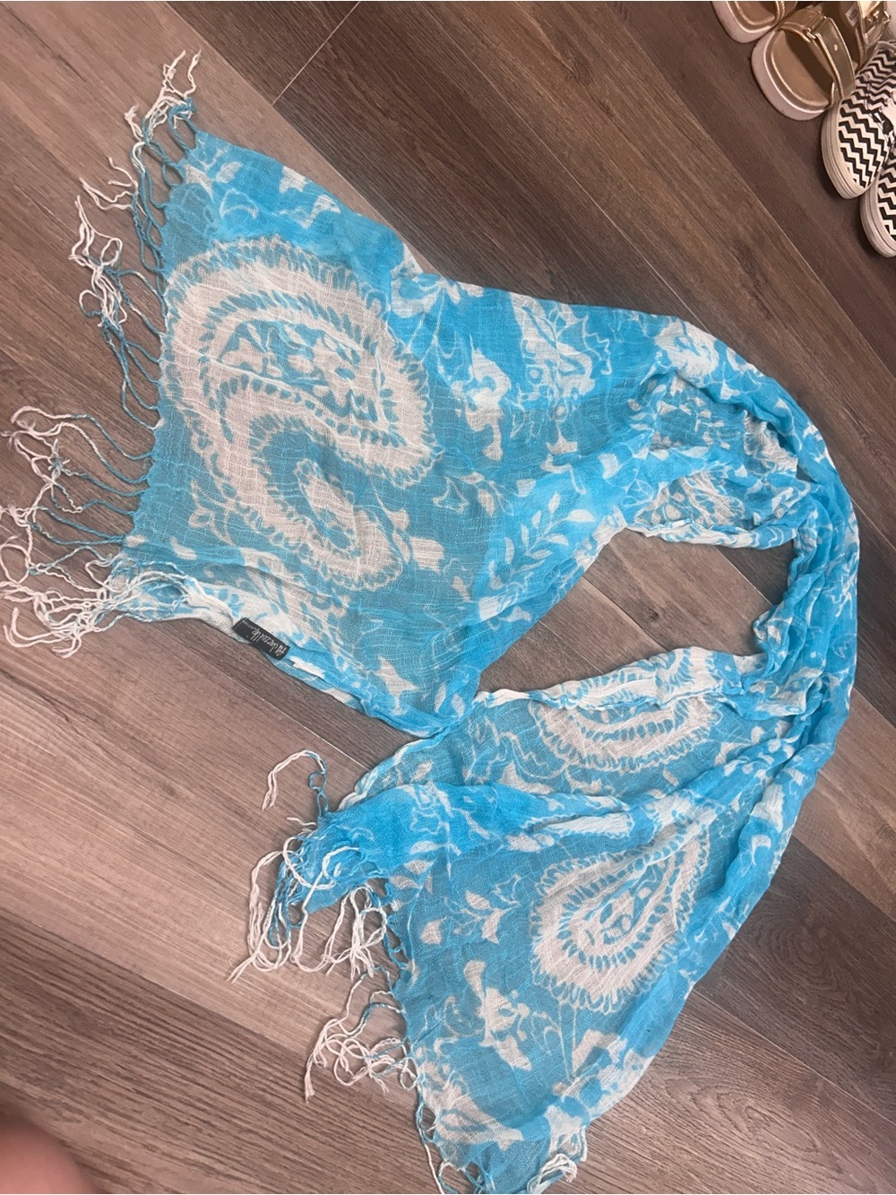 Womens Light Blue Paisley Scarf